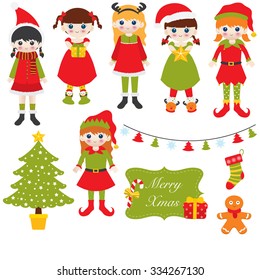 Christmas Vector Cartoon Design Elements Set Stock Vector (Royalty Free ...