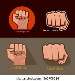 set of images, for logo, fist icon. fist silhouette 