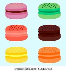 Set of images of muffin different bright colors for the bakery menu
