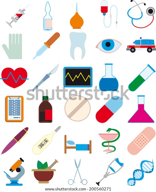 set of images on medical subjects isolated on\
a white background