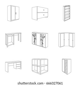 The set of images on the theme of sleep and rest. Different beds for every taste and color.Bed icon in set collection on outline style vector symbol stock illustration.