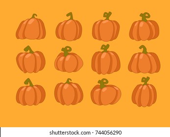 Set of images of pumpkins