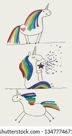 Set of images with a rainbow pony