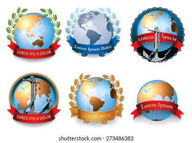 Set of images similar to the emblems and logos. Vector illustration