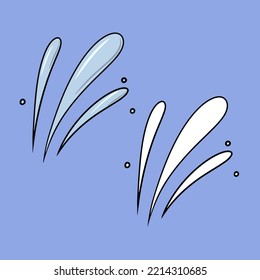 A set of images, Splashes, drops, a jet of water, a vector illustration in cartoon style on a colored background