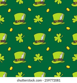 set of images of St. Patrick , gold , beer , clover , hat