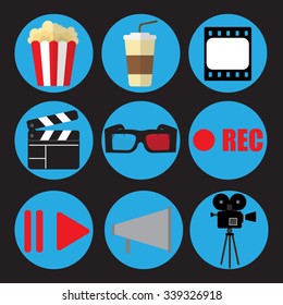 a set of images in the style of flat design on the theme of the movie