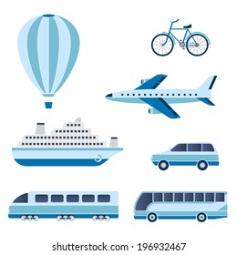 Set of images of transport and movement.