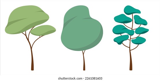 Conjunto de imágenes de árboles en el fondo aislado - clipart vector