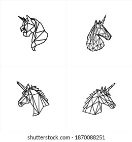 Set images unicorns in line