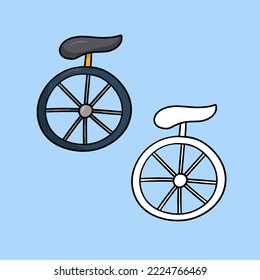 A set of images. Unicycle for performing tricks, vector illustration in cartoon style on a colored background