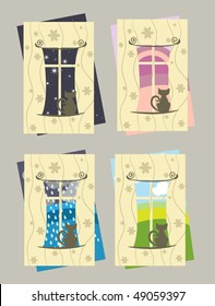 set of images from the windows, where the landscapes are replaced by