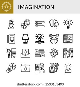 Set of imagination icons. Such as Idea, Brain, Layout, Lamp, Knowledge, Studio, Creativity, Creative, Graphic designer, Brainstorming , imagination icons