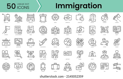 Set of immigration icons. Line art style icons bundle. vector illustration