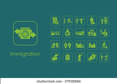 Set of immigration simple icons