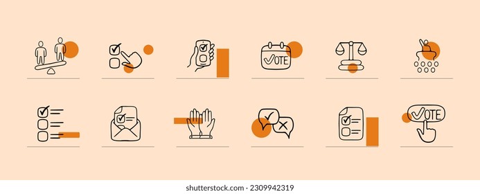 Set of importance icons. Symbolic representations of choices. Decision-making concept. Ui phone app screen. Pastel color background. Vector line icon for Business