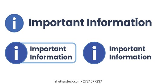Satz wichtiger Informationssymbole auf blauem Hintergrund