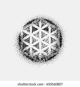 Set of impossible and other tattoo shapes, dotwork, blackwork all made of dots. Geometrical, sacred figures stars and cubes.