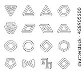 Set of impossible shapes. Optical Illusion. Vector Illustration isolated on white