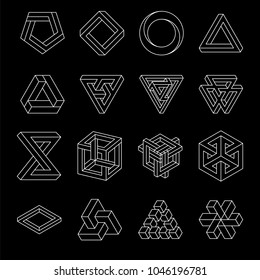 Set Impossible Shapes Optical Illusion Vector Stock Vector (Royalty ...