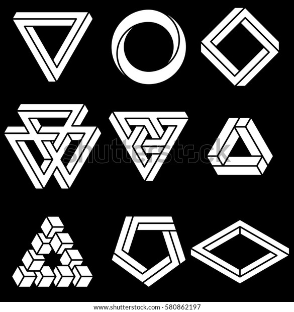 Set Impossible Shapes Optical Illusion Vector Stock Vector (royalty 