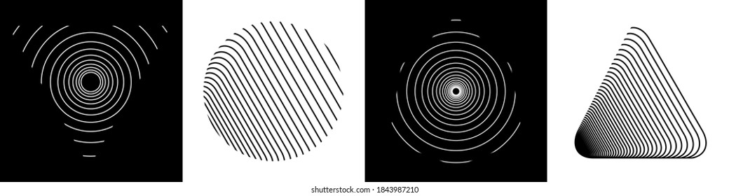 Set of impossible shapes. Optical Illusion.Minimal geometric logo. Vector illustration EPS 10