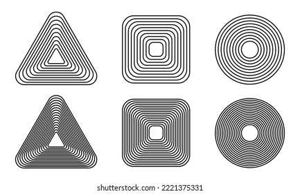 Set of impossible shapes. Optical Illusion.Minimal geometric logo. Vector illustration EPS 10