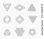 Set of impossible shapes, vector, line design
