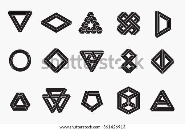 Set Impossible Shapes Vector Unexpanded Strokes Stock Vector (Royalty ...