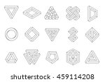 Set of impossible shapes. Web design elements. Line design, un-expanded strokes. Vector illustration EPS 10