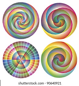 Set of impressive rosettes: sacred ornaments, mandalas or art work of stained glass like in churches