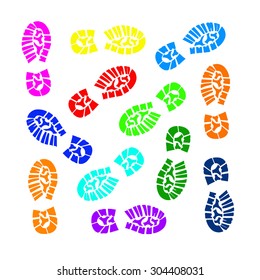 set of imprint soles shoes. vector