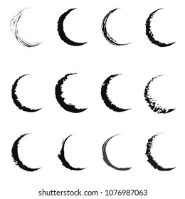 Set imprint trail cups on white, vector Coffee and tear stains left by the cup bottoms, the Crescent the symbol of Islam Ramadan moon