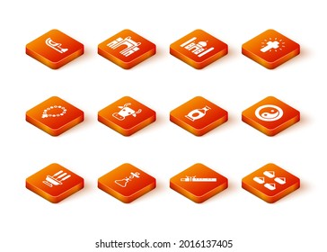 Set Incense sticks, Hookah, Rosary beads religion, Cow, Bamboo flute indian, Indian vase, spice and Yin Yang icon. Vector