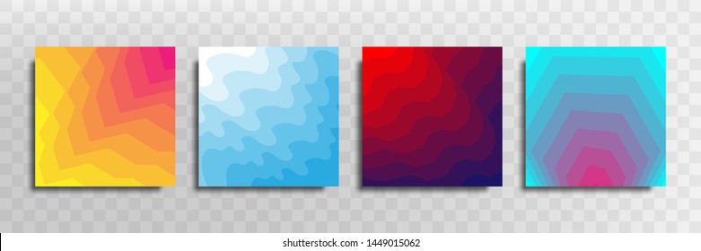 The set includes abstract background images with gradients in the form of square and bright colors.
