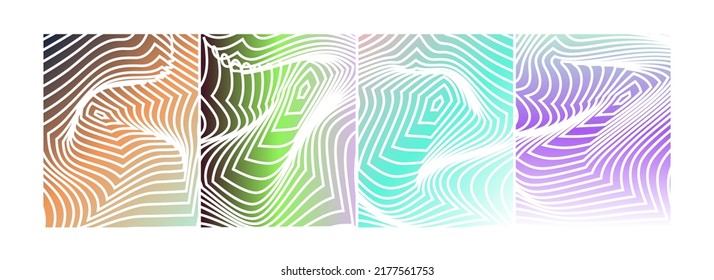 The set includes a design template with a vibrant gradient background with black smooth curved lines. Trendy modern design. Applies to placards, banners, flyers, presentations, covers and reports. Vec