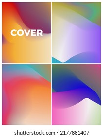 The set includes a design template with a vibrant gradient background with black smooth curved lines. Trendy modern design. Applies to placards, banners, flyers, presentations, covers and reports. Vec