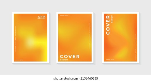 Das Set enthält Designvorlagen mit lebendigen Farbverlauf-Hintergründen. Modernes Design in trendigem Gelb. Gilt für Plakate, Banner, Flyer, Präsentationen, Cover und Berichte. Vektorgrafik.