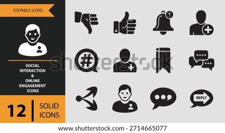 The set includes unfollow user user profile and community discussion icons ideal for social networking platforms apps and online communities with clear minimal and user friendly visuals for seamless user interaction