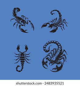 set including 4 scorpions in different positions