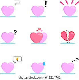 set Including the symbol of the heart to express the feelings.