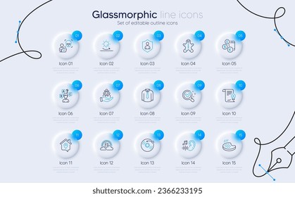 Set of Inclusion, Sun protection and Work home line icons for web app. Shirt, Quiz test, Gingerbread man icons. Vinyl record, Hearing, Grilled steak signs. Cyber attack, Currency rate. Vector