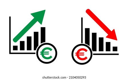 Satz Einkommen und wachsende wirtschaftliche Symbol, Geld flach moderne Symbol, einzeln auf weißem Hintergrund .