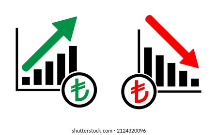Set of income and growing economic symbol, money flat modern icon, isolated on white background .