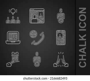 Set Incoming call on mobile, Add to friend, Informal greeting, Dating app online, Give gift, BFF best friends forever, Loss of and Project team base icon. Vector