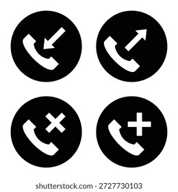 Definir Ícone De Telefone De Entrada, Saída E Chamada Perdida. Atender E Recusar Botões De Telefonema Vetor De Ações. 