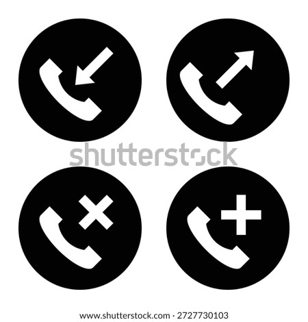 Set Incoming, Outgoing, Missed Call Phone Icon. Answer And Decline Phone Call Buttons Stock Vector. 