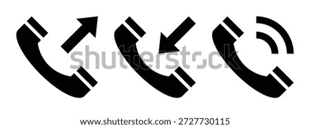 Set Incoming, Outgoing, Missed Call Phone Icon. Answer And Decline Phone Call Buttons Stock Vector. 