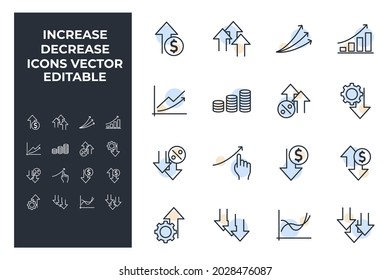 set of Increase and Decrease elements symbol template for graphic and web design collection logo vector illustration