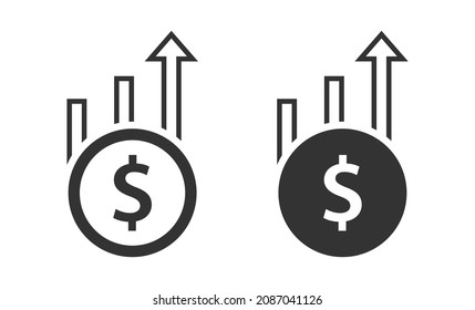 Set of increase money growth icon vector illustration. Thin line symbol on white background.